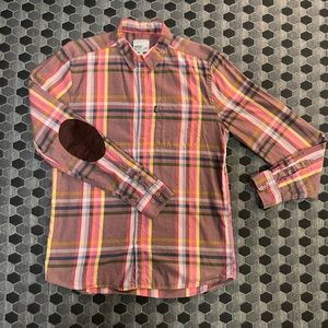 Wesc Button Up Front Mens Shirt Red/Orange/White Size M Casual Superlative